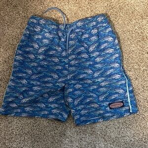 Vineyard Vines Blue Fish Print Swim Trunks